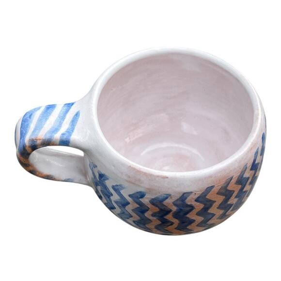 Blue & White Coffee Mug with Wave and PolkaDot Designs - Picture 4 of 7